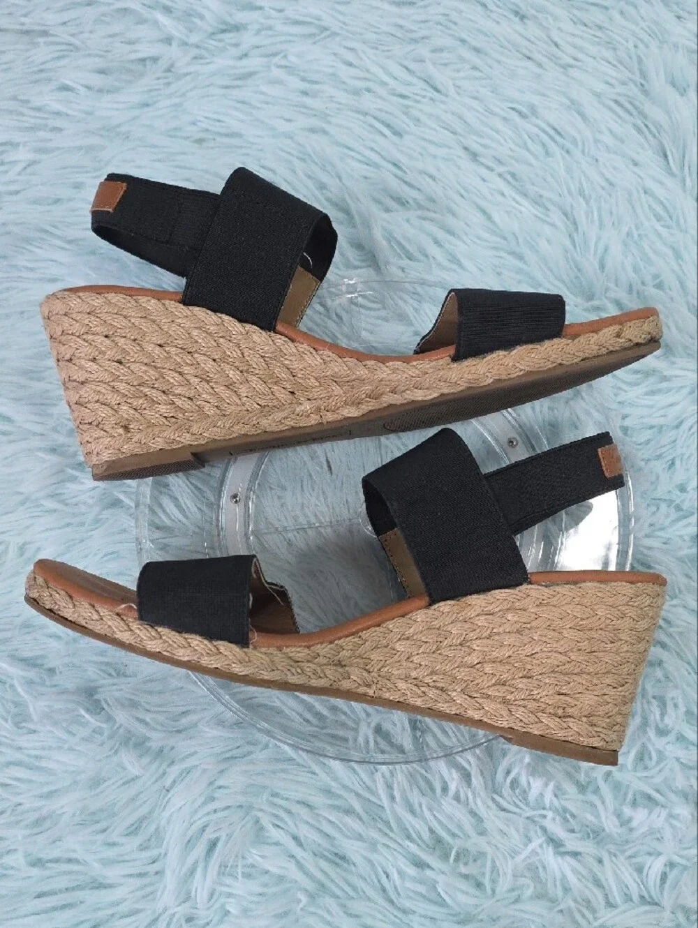 Tommy Bahama Sakura‎ Black Elastic Espadrille Wedge Sandals Size 8.5